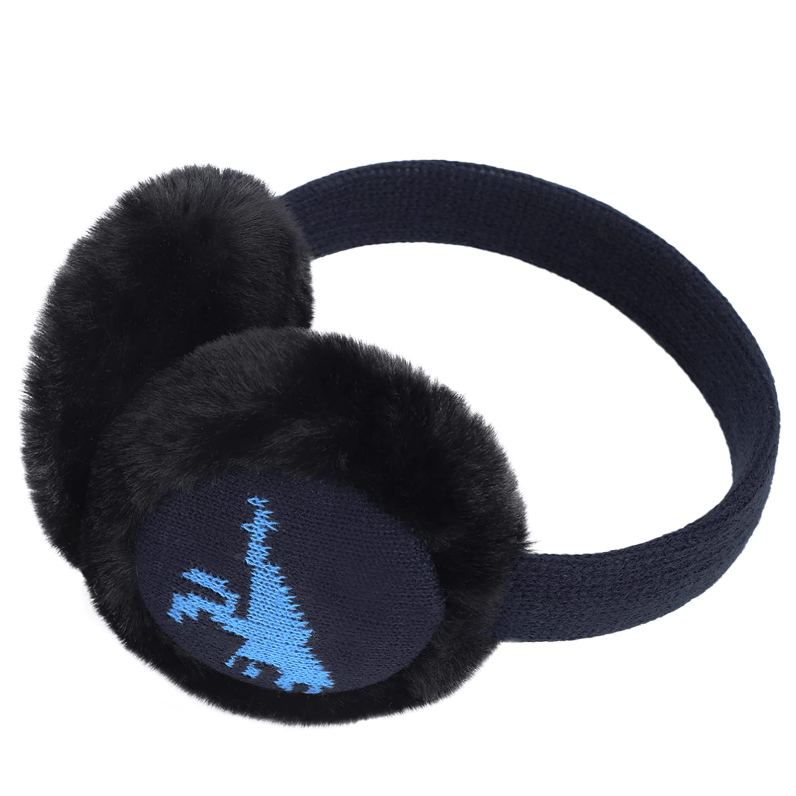 ZTL Boys Earmuffs Kids Warm Furry Knit Ear Muffs Cute Cartoon Dinosaur Earmuffs Soft Plush Winter Outdoor Ear Warmers