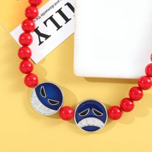 rongji jewelry Portgas D Ace Cosplay Necklace, Unisex Zinc Red Bead Necklace, Anime Fans Accessories Gift