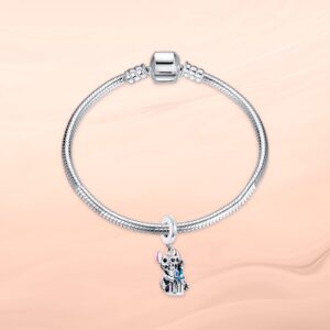 RMMY S925 Steling Silver Charm for Bracelet Necklace Dog and Castle for Women gifts