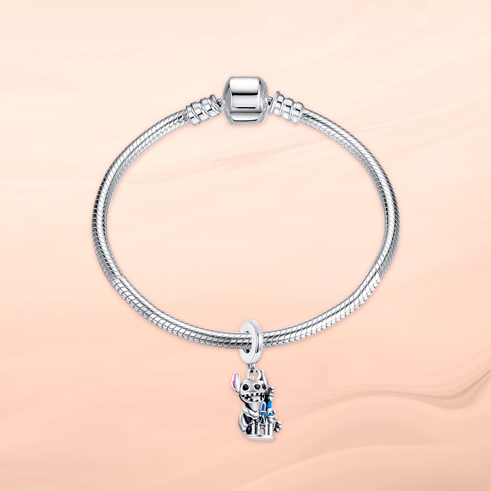 RMMY S925 Steling Silver Charm for Bracelet Necklace Dog and Castle for Women gifts