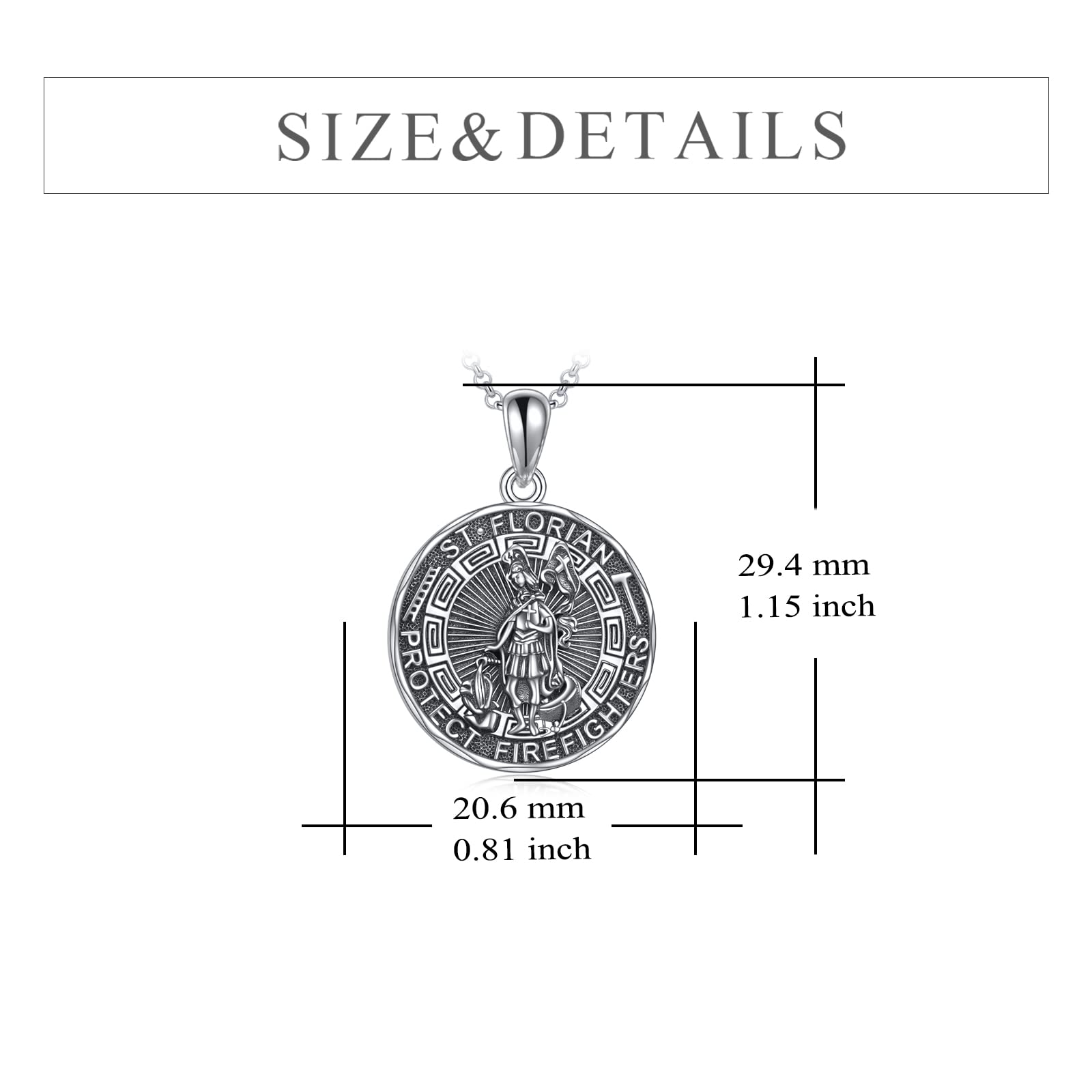 YFN Saint Florian Necklace Sterling Silver Religious Protector Pendant St Florian Jewelry Gifts for Women Men Firefighters