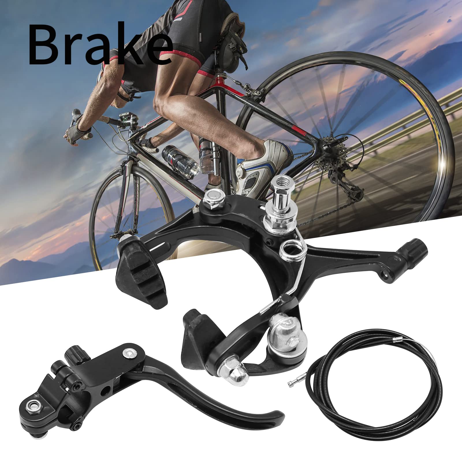 UOIENRT Front& Rear Bike Brake Kit Caliper Side Pull Alloy Bike Brake Caliper Kit Replacement for Road Bikes(Black)