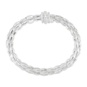 Silpada 'Impressive' Sterling Silver with Stainless Steel Cubic Zirconia Bangle Bracelet, 6.75"