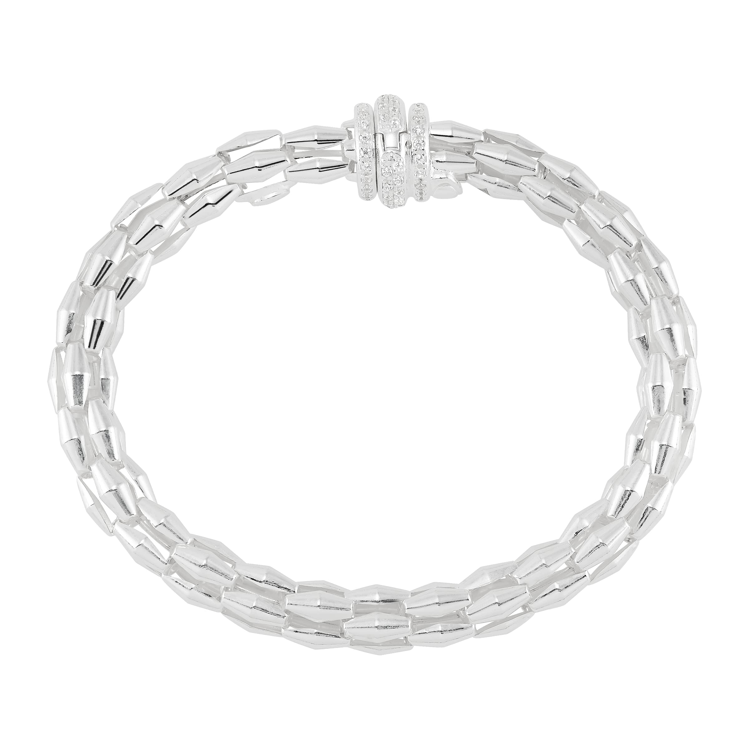 Silpada 'Impressive' Sterling Silver with Stainless Steel Cubic Zirconia Bangle Bracelet, 6.75"