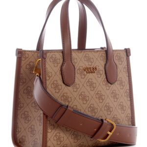 GUESS(ゲス) Silvana Mini Tote, Latte Logo/Brown