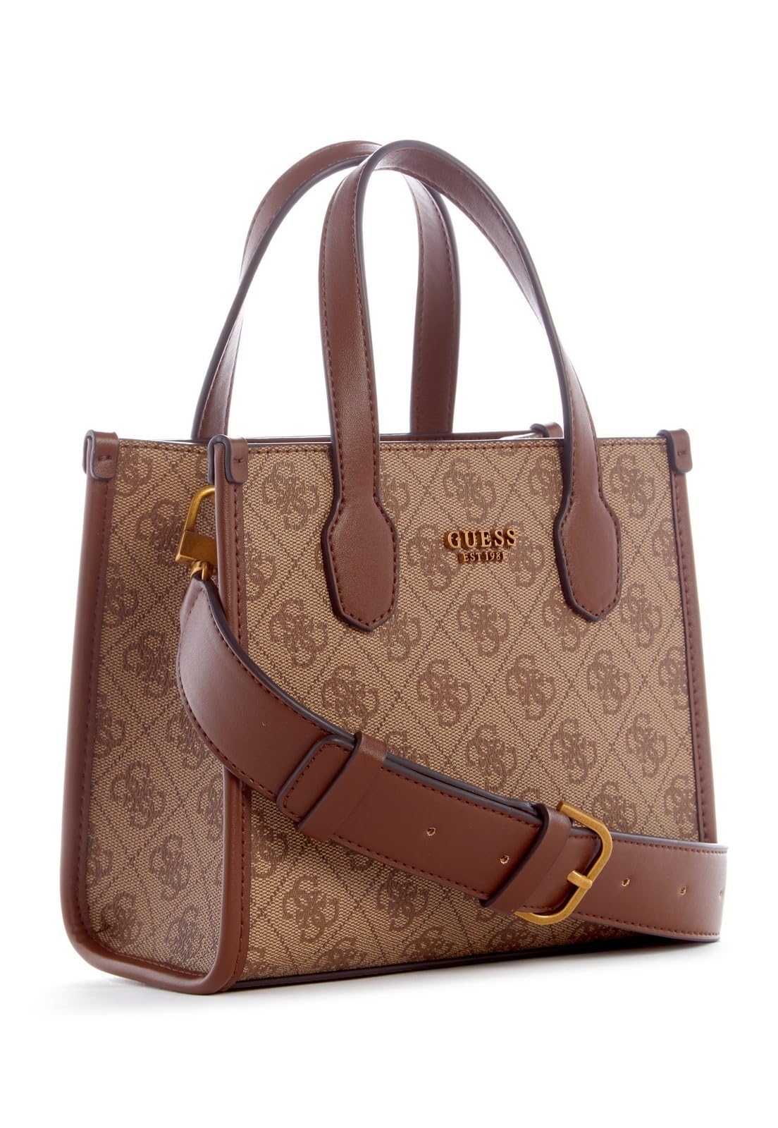 GUESS(ゲス) Silvana Mini Tote, Latte Logo/Brown