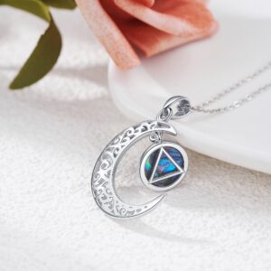 CUPENDA Sobriety Gift Alcoholics Anonymous Necklace Sterling Silver AA Moon Pendant Recovery Symbol Gifts for Women Her