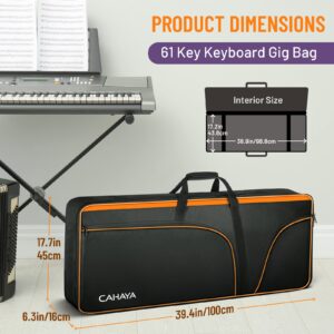 CAHAYA 61 Key Keyboard Case Electric Keyboard Piano Gig Bag Portable 600D Oxford Cloth 12mm/0.5inch Thick Padded Case with Side Handles and Adjustable Shoulder Straps CY0315