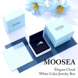 MOOSEA 1.2ct Moissanite Rings for Women, D Color VVS1 Clarity Lab Created Diamond Wedding Rings 14K White Gold Vermeil Moissanite Anniversary Rings for Women Promise Rings for Her