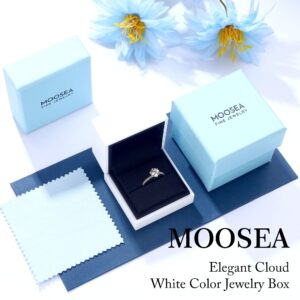 MOOSEA 1.5ct Round Cut Moissanite Solitaire Ring for Women, D Color VVS1 Clarity Simulated Diamond Rings 14K White Gold Vermeil Solid Moissanite Anniversary Ring for Women Jewelry Gifts