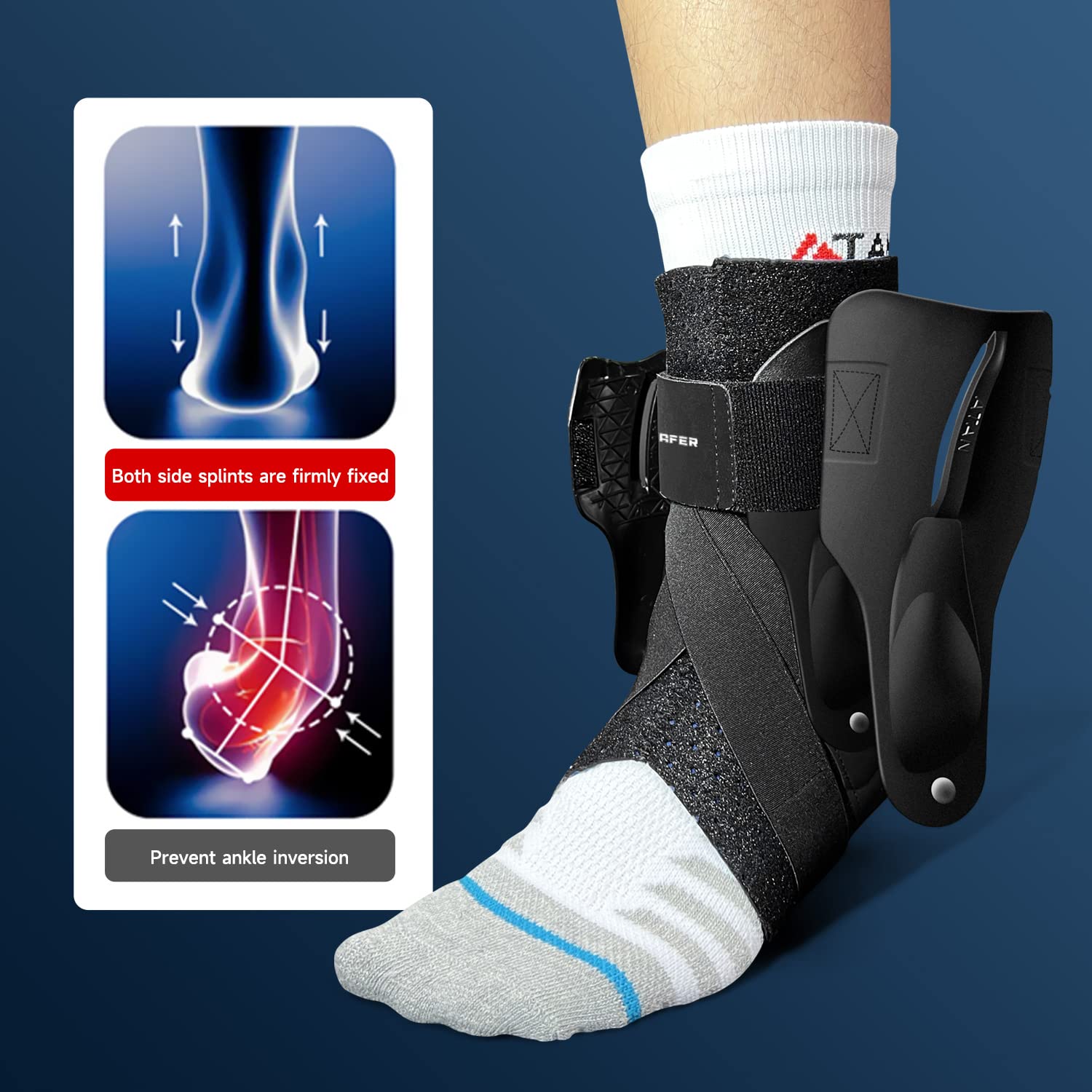 Hocafer Ankle Brace for Women & Men - Ankle Support Sprained Ankle Brace for Achilles,Tendon,Sprain,Injury Recovery,Ankle Support Brace for Running, Basketball, Football (Black,M,Left)