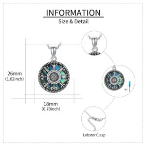 CUPENDA Viking Compass Urn Necklaces for Ashes Sterling Silver Norse Vegvisir Pendant Cremation Jewelry for Ashes Memorial Gift for Women Men