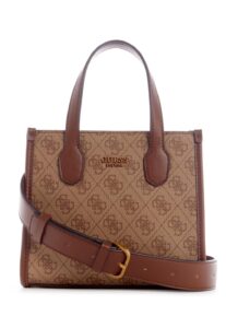 guess(ゲス) silvana mini tote, latte logo/brown