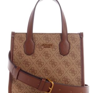 GUESS(ゲス) Silvana Mini Tote, Latte Logo/Brown