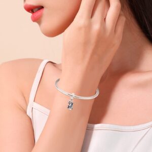 RMMY S925 Steling Silver Charm for Bracelet Necklace Dog and Castle for Women gifts