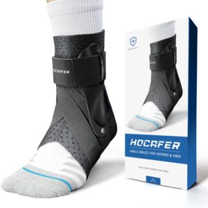 hocafer ankle brace for women & men - ankle support sprained ankle brace for achilles,tendon,sprain,injury recovery,ankle support brace for running, basketball, football (black,m,left)