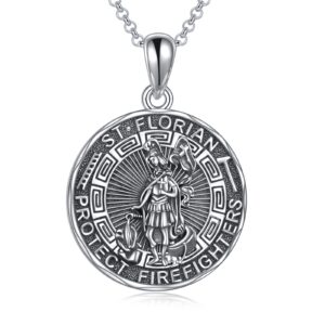 yfn saint florian necklace sterling silver religious protector pendant st florian jewelry gifts for women men firefighters