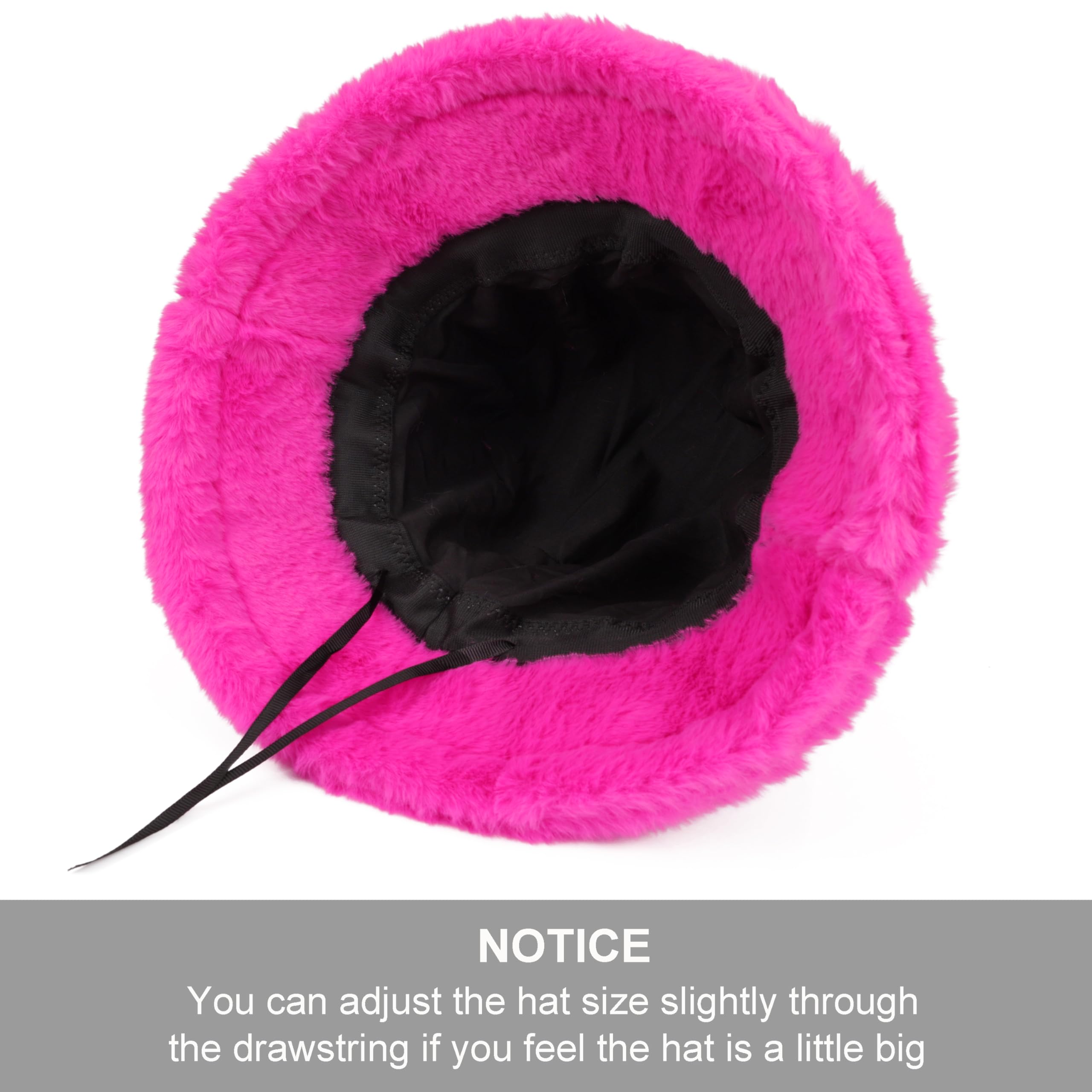 Sydbecs Winter Bucket Hat Fluffy Faux Fur Fisherman Cap for Women Men Solid Color Style(Hot Pink)