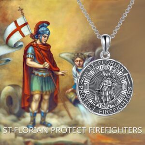 YFN Saint Florian Necklace Sterling Silver Religious Protector Pendant St Florian Jewelry Gifts for Women Men Firefighters