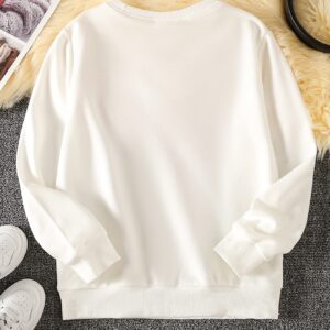 SHENHE Girl's Crewneck Graphic Slogan Letter Print Long Sleeve Pullover Sweatshirt Tops Graphic White 11-12Y