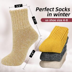 Zando Womens Wool Socks for Women Warm Cozy Thick Socks Knit Pattern Cute Socks Merino Crew Socks for Women Athletic Long Hiking Socks Women Winter Sock Yellow