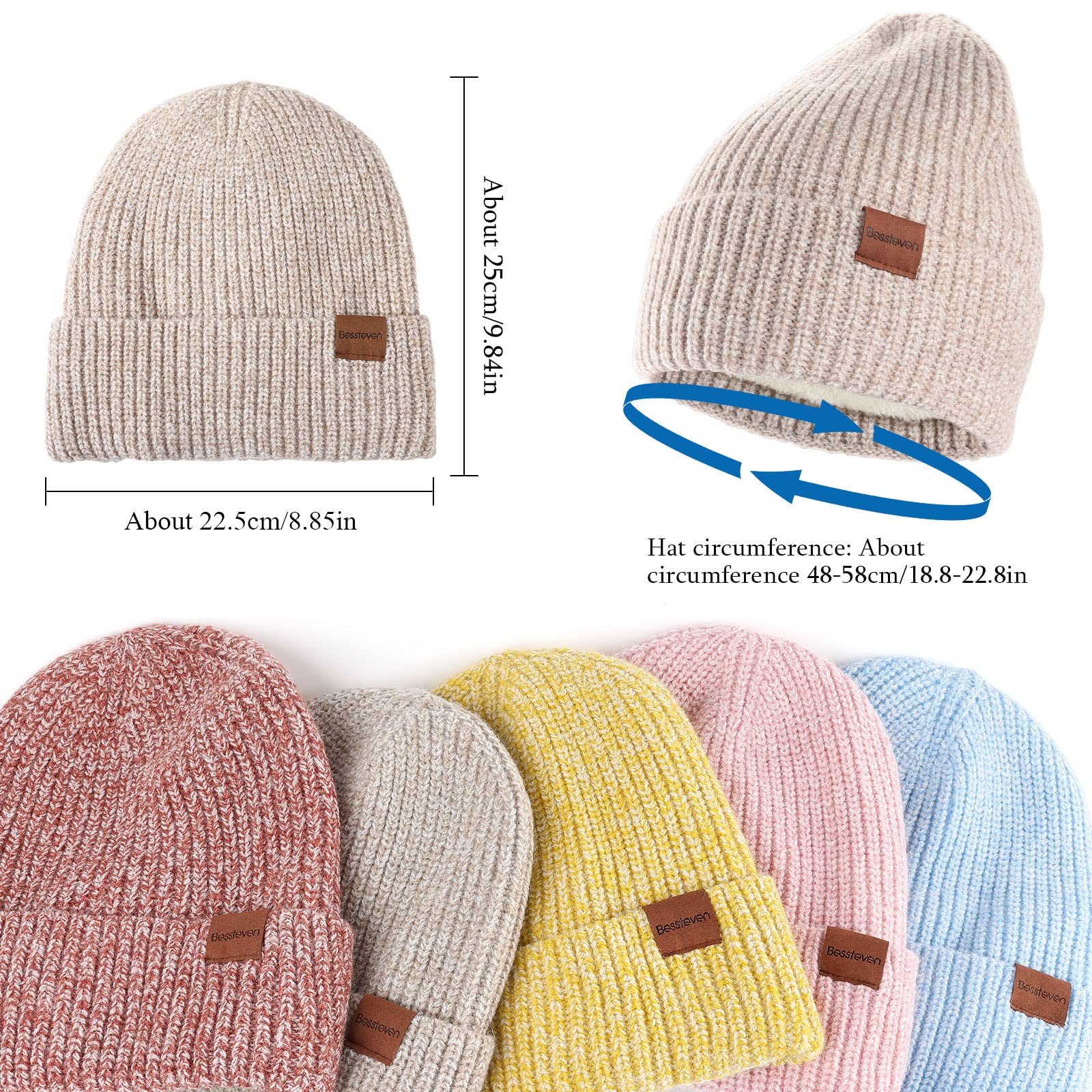 Winter Beanie for Women Men: Double Layer with Thick Lining Comfortable Head Warm Winter Hat Windproof Thermal for Skiing Driving Apricot