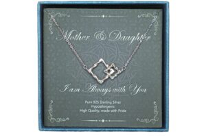 yj designs mother daughter necklace for women - 925 sterling silver dainty necklace - mom and daughter necklace - birthday gift mom from daughter - mothers day necklace