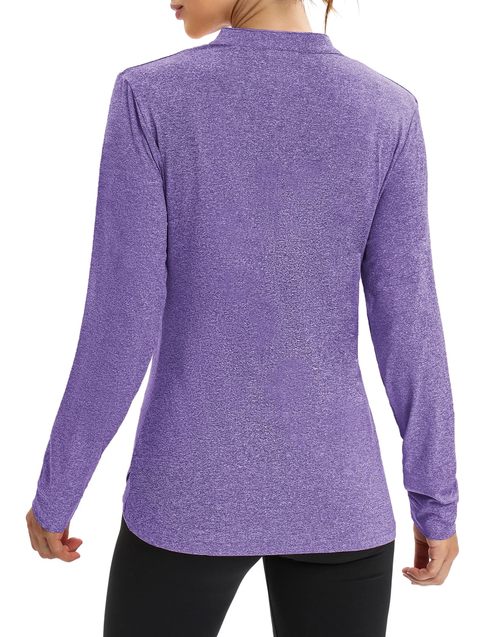 COOrun Long Sleeve Workout Shirts for Women Yoga Athletic Casual Tops Gym Running Breathable Shirt Quick Dry Purple_ Large