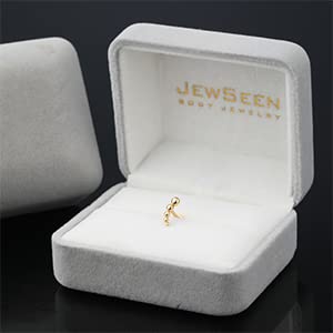 Jewseen 14K Solid Gold Snake Cartilage Earring 16g Flat Back Stud Helix Piercing Jewelry Tragus Earring Conch Stud Titanium Labret Post Lip Ring Nose Stud for Women Men