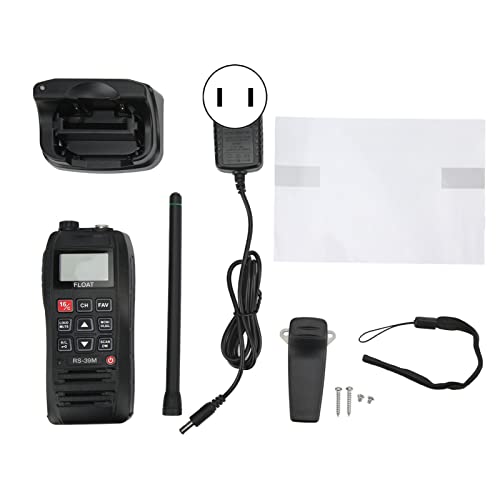 Portable VHF Transceiver, Marine Radio 6W 1W Compact Low Distortion Waterproof Anti Interference for Port Logistics (US Plug)