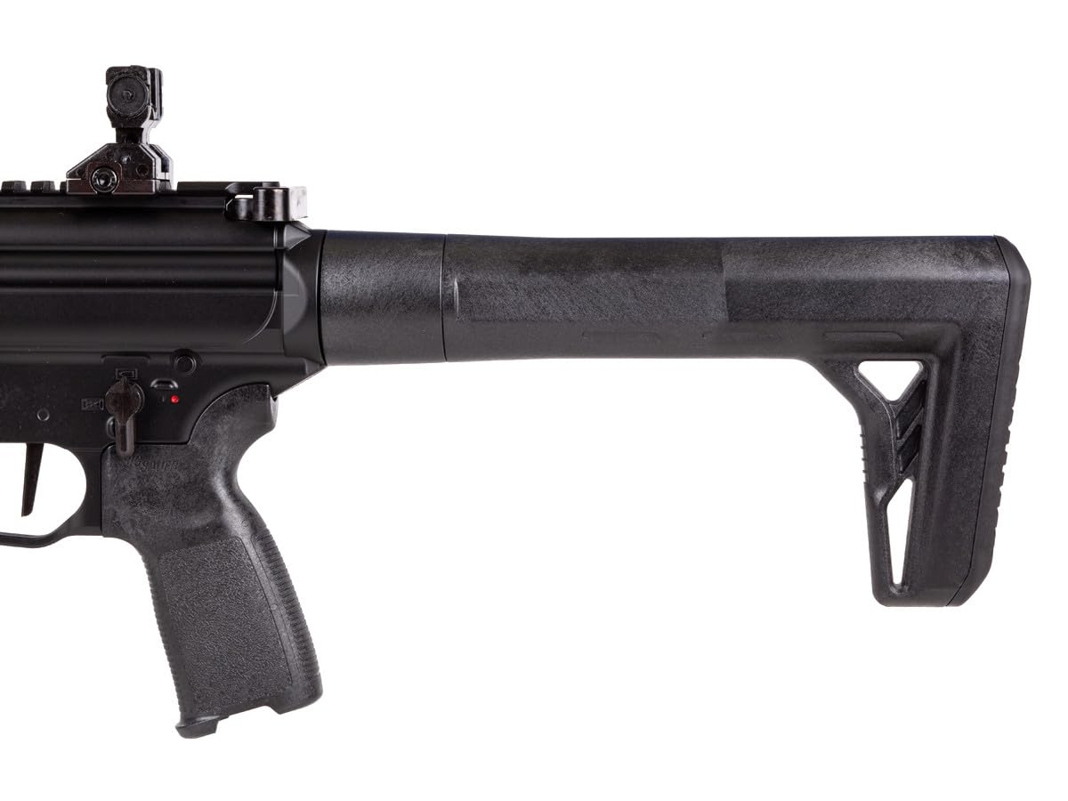 SIG SAUER MPX Gen II CO2-Powered Semi-Automatic .177 Caliber Pellet Air Rifle with Flip-Up Adjustable Sights - 30rd Rapid Pellet Magazine Included