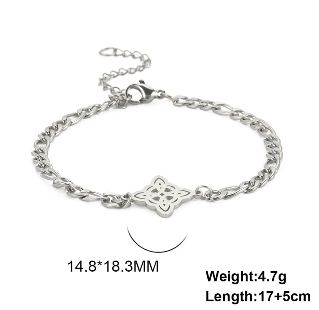 UNIFT Celtic Knot Bracelet For Women Stainless Steel Fashion Charm Irish Celtic Witches Knot Bracelet Wiccan Symbol Jewelry Gift (silver, Stainless Steel)