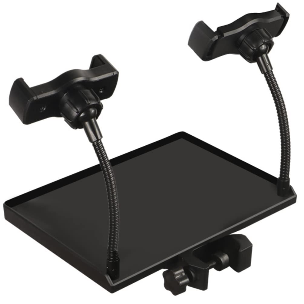 Milisten Microphone Stand Tray Clamp Music Stand Shelf Sound Card Tray with Phone Holder