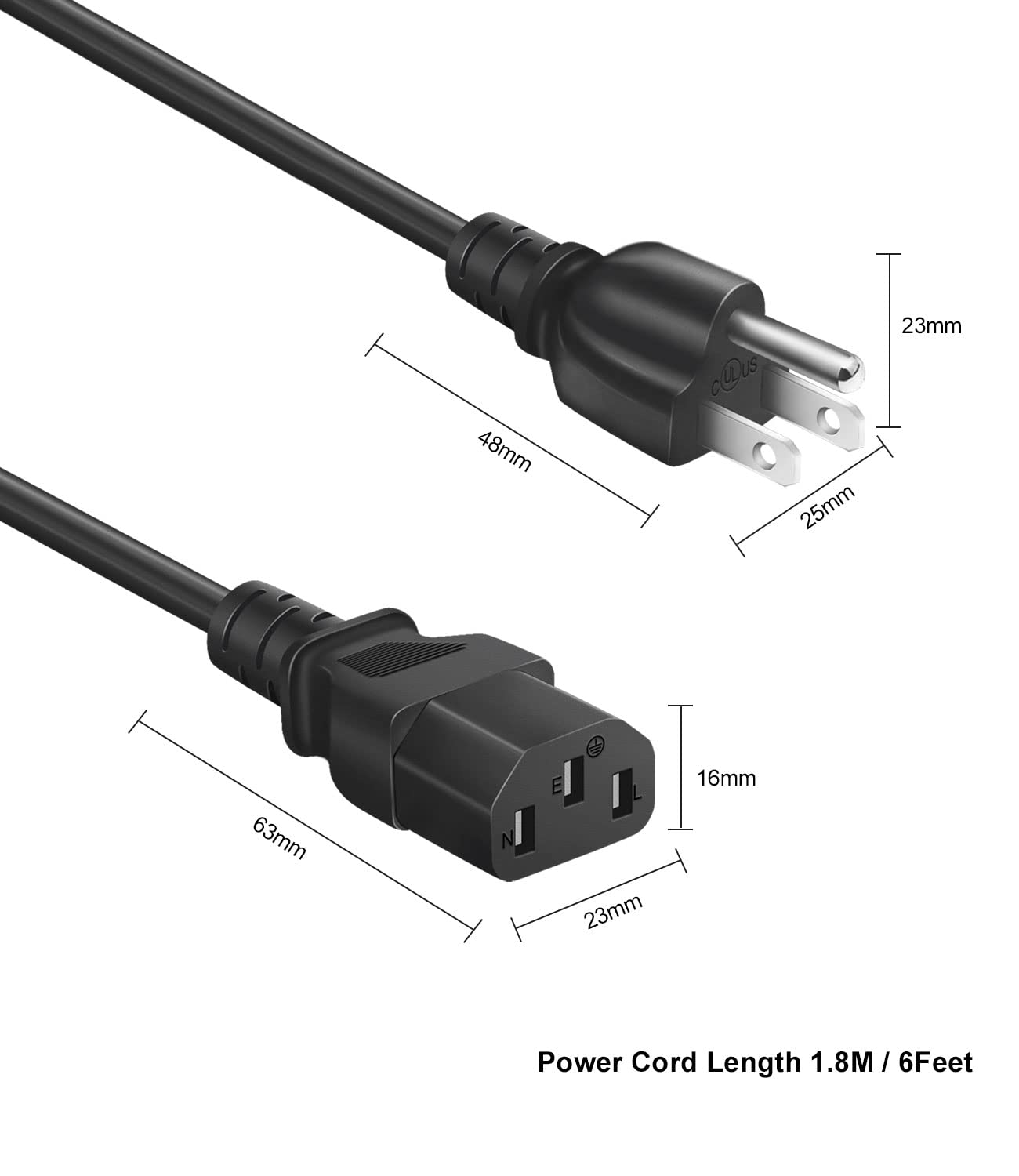 6 FT AC Power Cord for Goplus 2 in 1 Folding Treadmill Sole E060001 F63 (21034) F65 F80 F83 F85 (21016) CE800 CT800 XE400 WE35 WE95 XE850 XU875 XR895 FT96 Treadmill Mains Cable Replacement