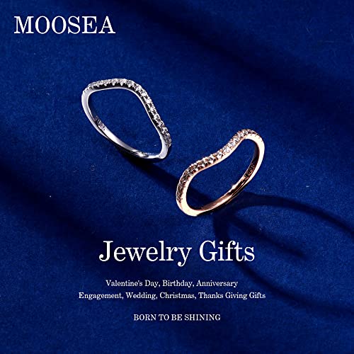 MOOSEA Moissanite Curved Eternity Band for Women, D Color VVS1 Clarity Lab Created Diamond Wedding Band 14K Rose Gold Vermeil Moissanite Contour Moissanite Stackable Rings for Women Jewelry Gifts