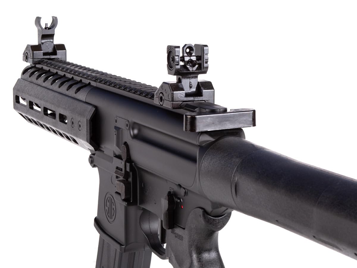 SIG SAUER MPX Gen II CO2-Powered Semi-Automatic .177 Caliber Pellet Air Rifle with Flip-Up Adjustable Sights - 30rd Rapid Pellet Magazine Included