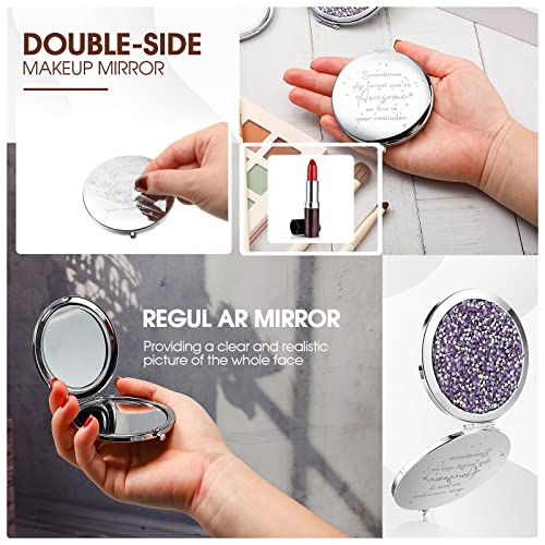 Roowest 10 Pcs Inspirational Compact Mirror Sometimes You Forget You're Awesome Appreciation Thank You Gifts for Women Employee Coworker Staff Magnifying Pocket Mirror (Light Purple)