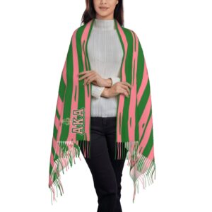 MAKOO AKA Scarf Sorority Winter Pashmina Shawl Wrap with Fringed Edges for Women, Warm & Soft, Gift Ready-70X28 Inches