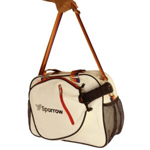 Sparrow Sports & Accessories Pickleball Bag - Sports Bag For Gear, Gym Essentials - Adjustable Strap, Mesh Pockets, Pickleball Paddle Compartment With Cover - Stylish Retro Look - 20x8x12" (3 Stripes)