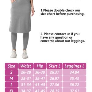 Women's Modest Long Skirt with Attached Leggings Pockets Midi Cover Up Workout Skirted Capris LGY m Light Grey