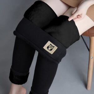 INESVER Fleece Lined Leggings Women Winter Warm Yoga Leggings Thermal Sherpa Lined Pants High Waisted Slim Fit Pants