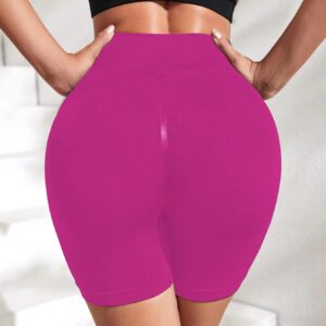 X-SNOW FALCON Women Gym Workout Seamless Shorts High Waisted Biker Scrunch Butt Booty Athletic Yoga Shorts Rose Red