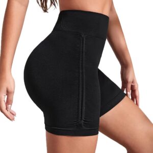 X-SNOW FALCON Women Gym Workout Seamless Shorts High Waisted Biker Scrunch Butt Booty Athletic Yoga Shorts Black