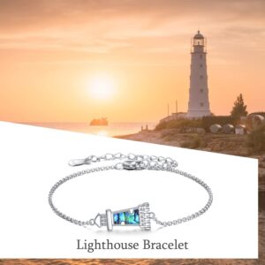 ONEFINITY Lighthouse Bracelet For Women Sterling Silver Lighthouse Pendant Bracelet Abalone Shell Birthday Jewelry Gift For Lover