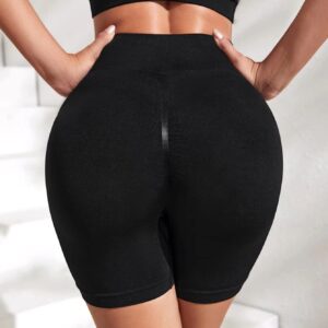 X-SNOW FALCON Women Gym Workout Seamless Shorts High Waisted Biker Scrunch Butt Booty Athletic Yoga Shorts Black