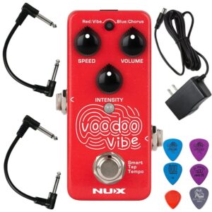 NuX Voodoo Vibe Bundle with 2 Patch Cables, 6 Dunlop Picks, and 9v Power Supply