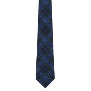 Trafalgar Men's Ives Green and Navy Blackwatch Plaid Silk Necktie, Green and