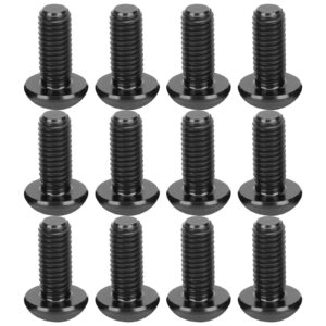 HERCHR 12Pcs Disc Brake Rotor Bolts, M5x12mm Bicycle Rotor Screws for MTB Mountain Bike, Steel/Titanium/Black(Black)