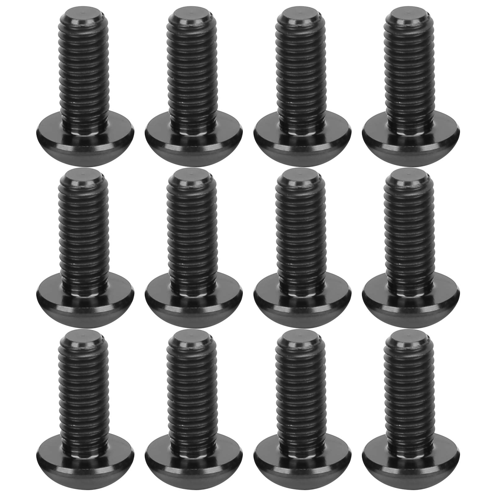 HERCHR 12Pcs Disc Brake Rotor Bolts, M5x12mm Bicycle Rotor Screws for MTB Mountain Bike, Steel/Titanium/Black(Black)