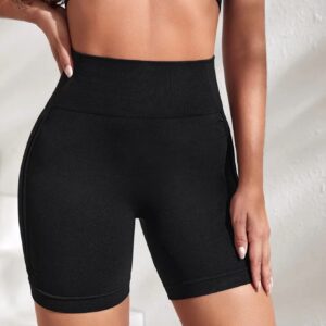 X-SNOW FALCON Women Gym Workout Seamless Shorts High Waisted Biker Scrunch Butt Booty Athletic Yoga Shorts Black